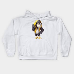 Cartoon monkey in a sweatshirt, ready for action ! Kids Hoodie